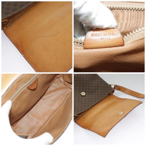 CELINE Macadam Canvas Shoulder Bag PVC Leather Brown Gold - Picture 13 of 15